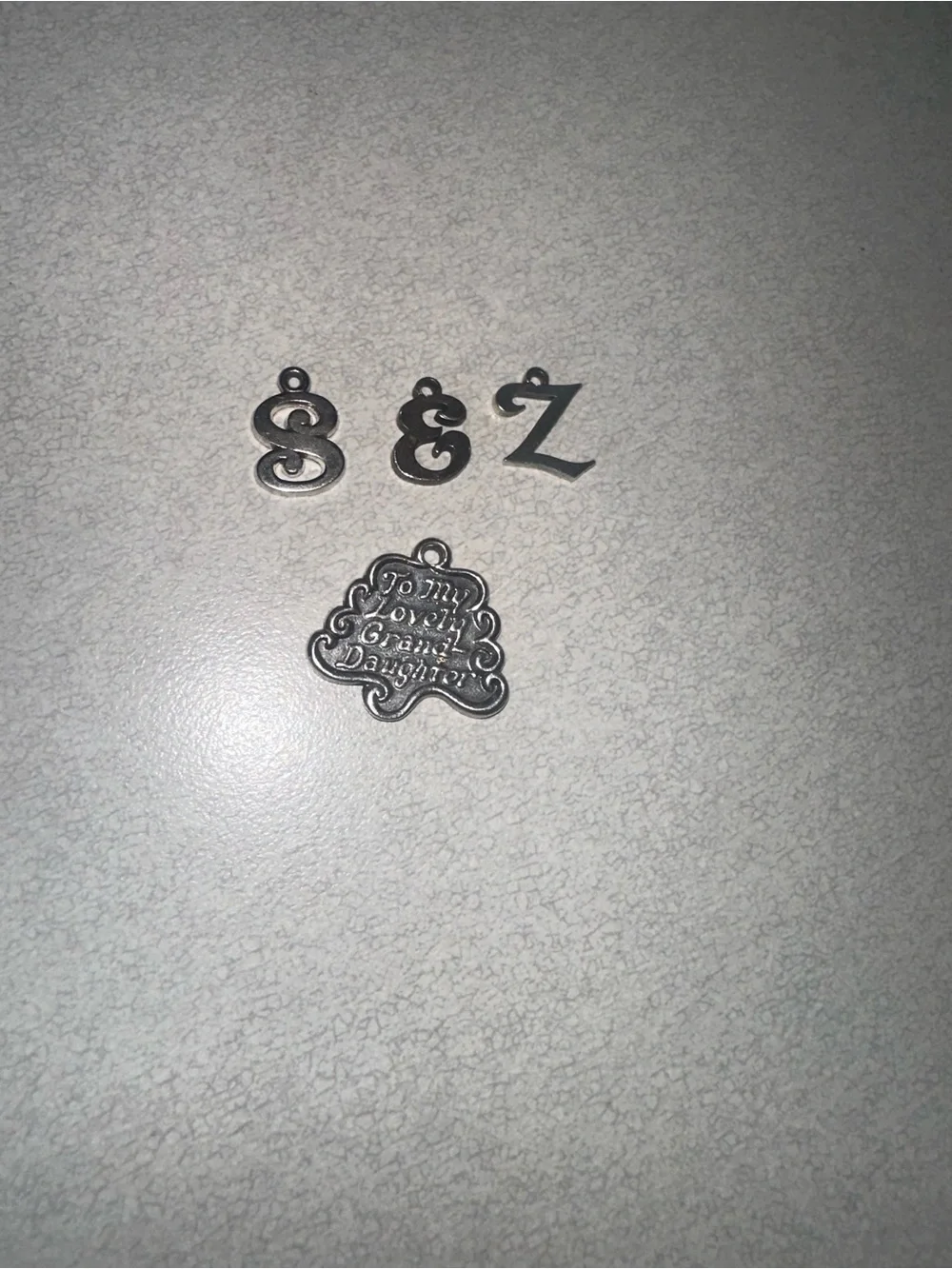 Silver Letter Charms Set with Sentiment Pendant - S, E, Z